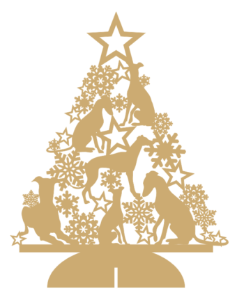 3mm mdf Greyhound Tree with Snowflakes