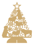 3mm mdf English Bull Dog Tree with Snowflakes