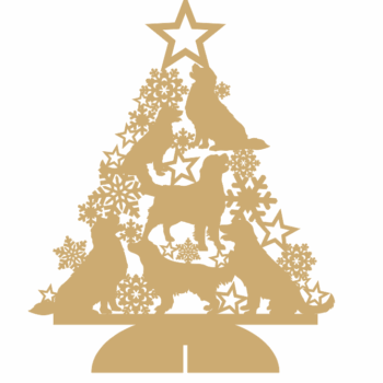 3mm mdf Retriever Tree with Snowflakes