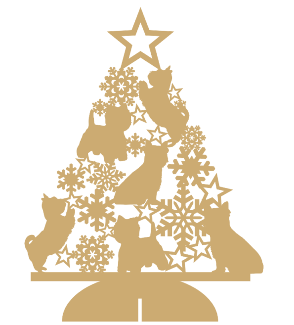 3mm mdf Scottie Dog Tree with Snowflakes