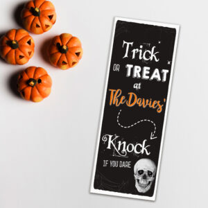 Personalised Foamboard Printed Sign - Trick or Treat at the Surname