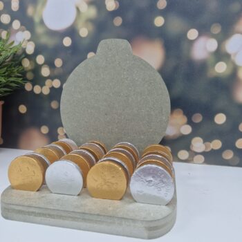 18mm mdf Personalised Bauble shape Coin Advent Calendar