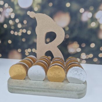 18mm mdf Personalised Santa Hat Letter Coin Advent Calendar