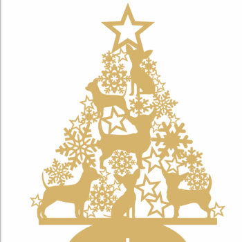 3mm mdf Chihuahua Tree with Snowflakes