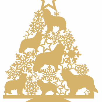 3mm mdf Cavalier King Charles Spaniel Tree with Snowflakes