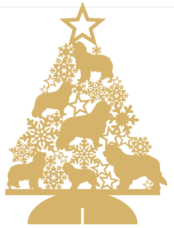 3mm mdf Cavalier King Charles Spaniel Tree with Snowflakes