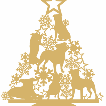 3mm mdf Staffy Tree with Snowflakes