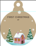 4mm Oak Veneer Printed Colour Bauble - First Christmas At