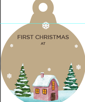 4mm Oak Veneer Printed Colour Bauble - First Christmas At