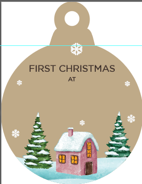 4mm Oak Veneer Printed Colour Bauble - First Christmas At