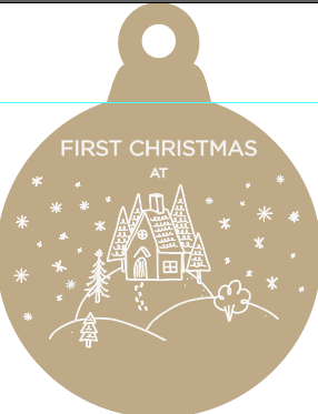 4mm Oak Veneer White Print Bauble - First Christmas At