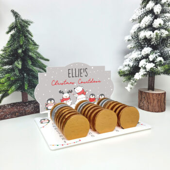 Acrylic Printed Advent Chocolate Coin Holder - Grey Polar Bear Design