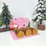 Acrylic Printed Advent Chocolate Coin Holder - Santa and Friends Pink