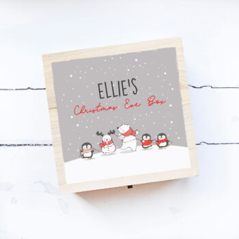 Personalised Square Printed Christmas Eve Box Design - Polar Bear