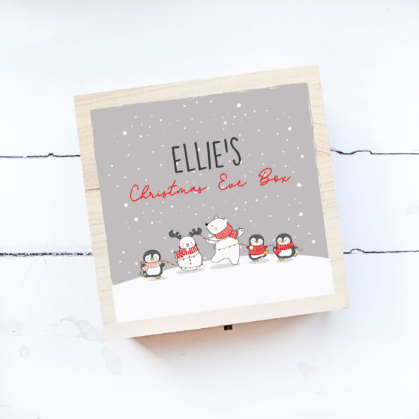 Personalised Square Printed Christmas Eve Box Design - Polar Bear