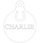 3mm Acrylic Bauble with name and horseshoe cut out