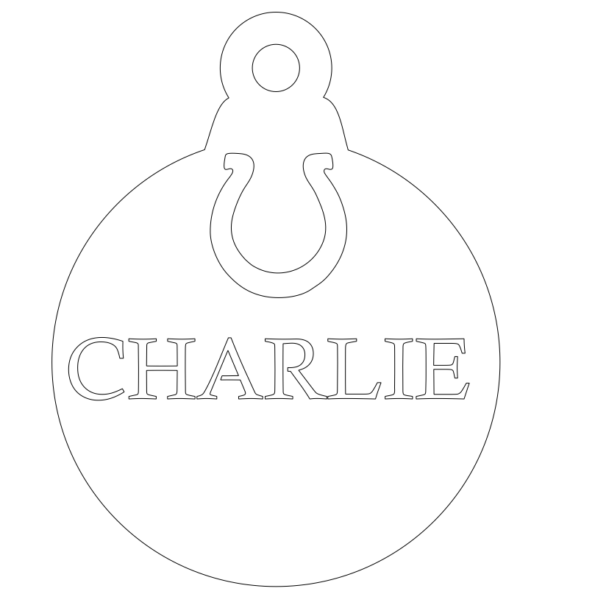 3mm Acrylic Bauble with name and horseshoe cut out