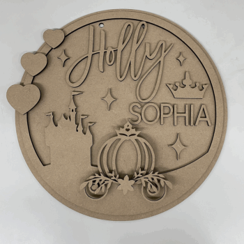 3mm mdf Multi-Names Princess Carriage Plaque