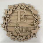 3mm mdf or Oak Veneer Woodland Initial name plaque