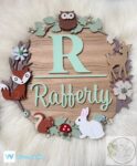 3mm mdf or Oak Veneer Woodland Initial name plaque