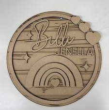 3mm mdf Multi Name Boho Rainbow Plaque