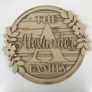 3mm mdf Family Initial Plaque