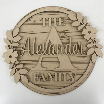 3mm mdf Family Initial Plaque