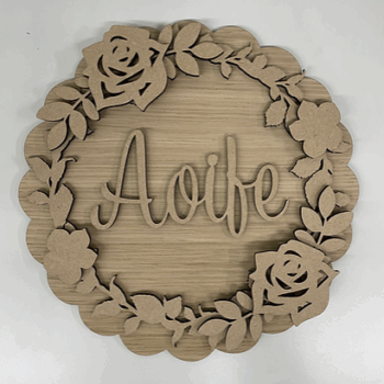 3mm mdf Scalloped Floral Name Plaque