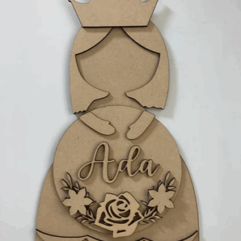 3mm mdf Princess Holding Name Plaque