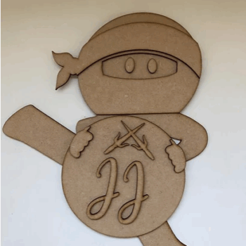3mm mdf Ninja Holding Name Plaque