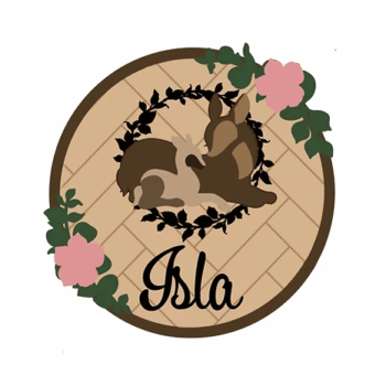 3mm mdf Deers & Flowers Name Plaque