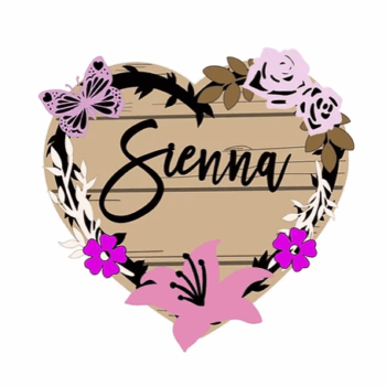 3mm mdf Floral Heart Name Plaque