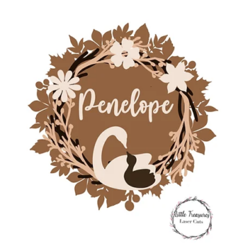 3mm mdf Woodland Leaves Name Plaque