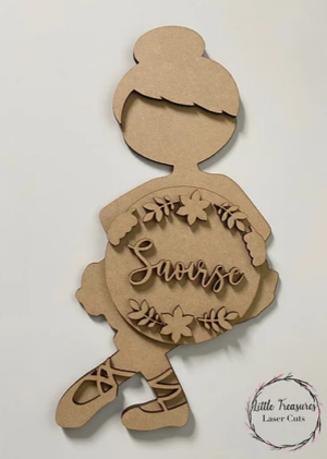 3mm mdf Ballerina Holding Name Plaque