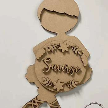3mm mdf Ballerina Holding Name Plaque