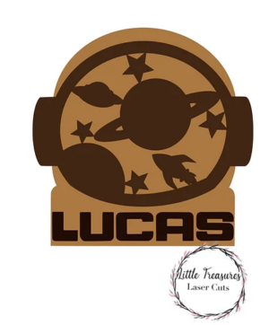 3mm mdf Astronaut Helmet Name Plaque