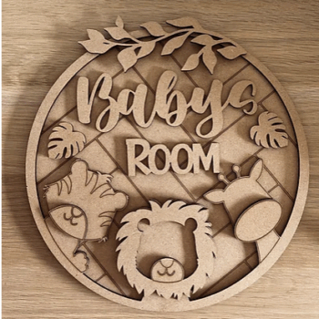 3mm mdf or 4mm Oak Veneer Jungle Friends Name Plaque