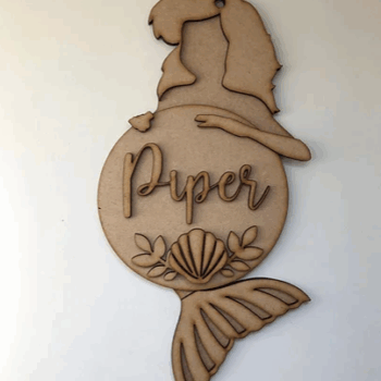 3mm mdf Mermaid Holding Name Plaque