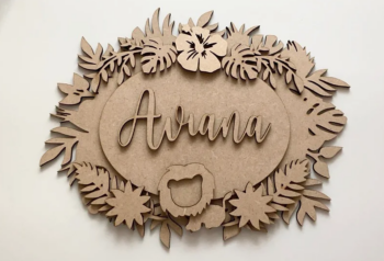 3mm mdf Layered Oval Jungle Name Plaque