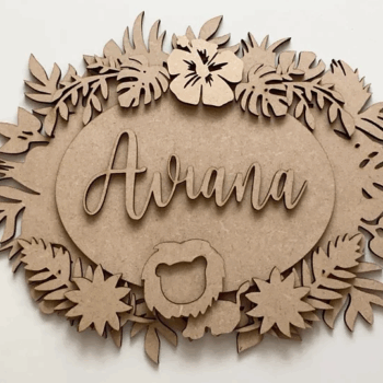 3mm mdf Layered Oval Jungle Name Plaque