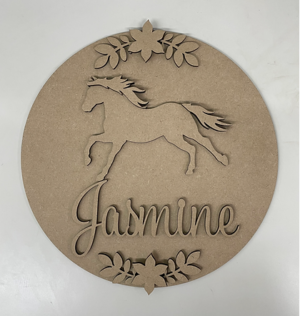 3mm mdf Galloping Horse Name Plaque