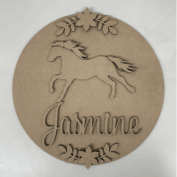 3mm mdf Galloping Horse Name Plaque