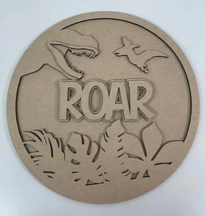 3mm mdf Dinosaur Leaves Name Plaque