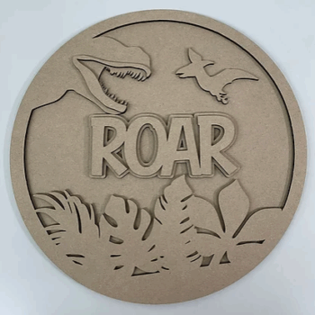 3mm mdf Dinosaur Leaves Name Plaque