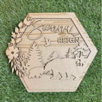 3mm mdf Bears Hexagon Name Plaque