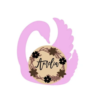 3mm mdf Swan Holding A Name Plaque
