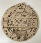 3mm mdf Safari Zebra Name Plaque