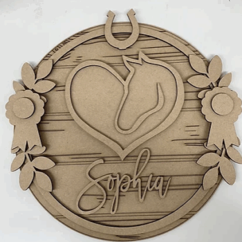 3mm mdf Horse Themed Name Plaque