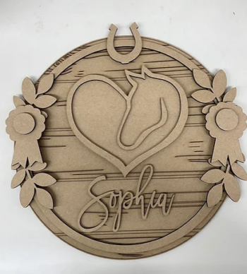 3mm mdf Horse Themed Name Plaque
