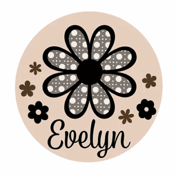 3mm mdf Rattan Daisy Name Plaque